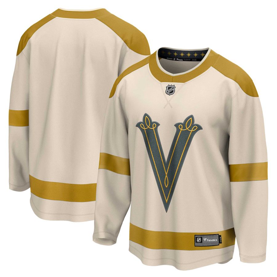 Men Vegas Golden Knights Fanatics Branded Cream 2024 NHL Winter Classic Breakaway Jersey->youth nhl jersey->Youth Jersey